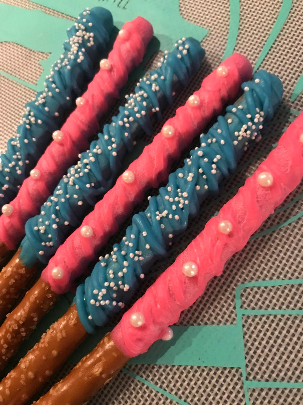 Gender Reveal Pretzel Rods | Chocolate Covered Pretzel Rods
