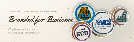 Custom logo cookies packaged as corporate client gifts