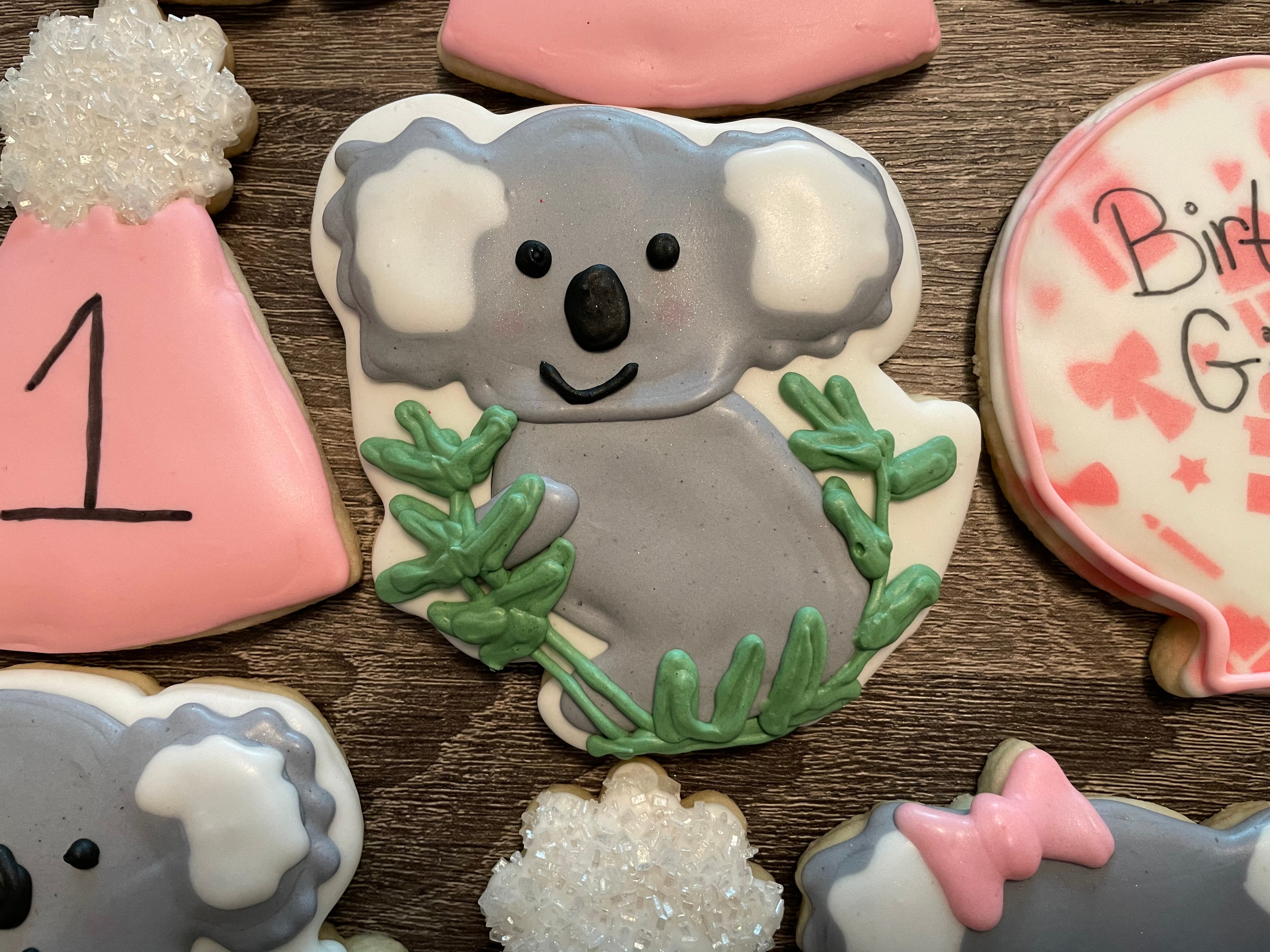 Koala Bear Birthday Cookies Set