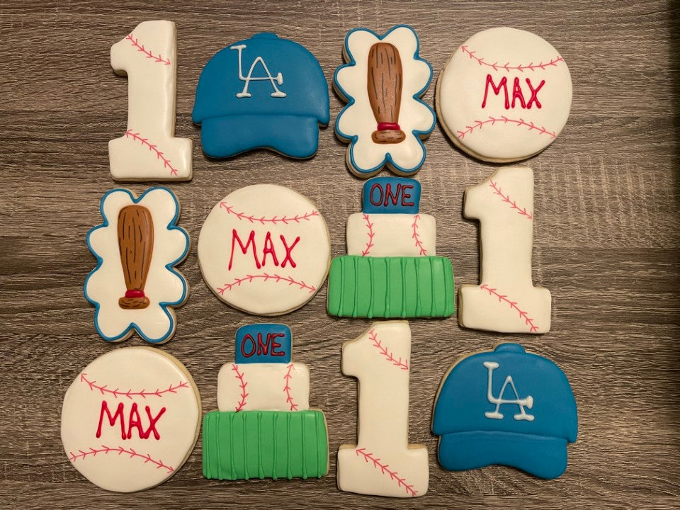 LA Dodgers First Birthday Cookies Dozen