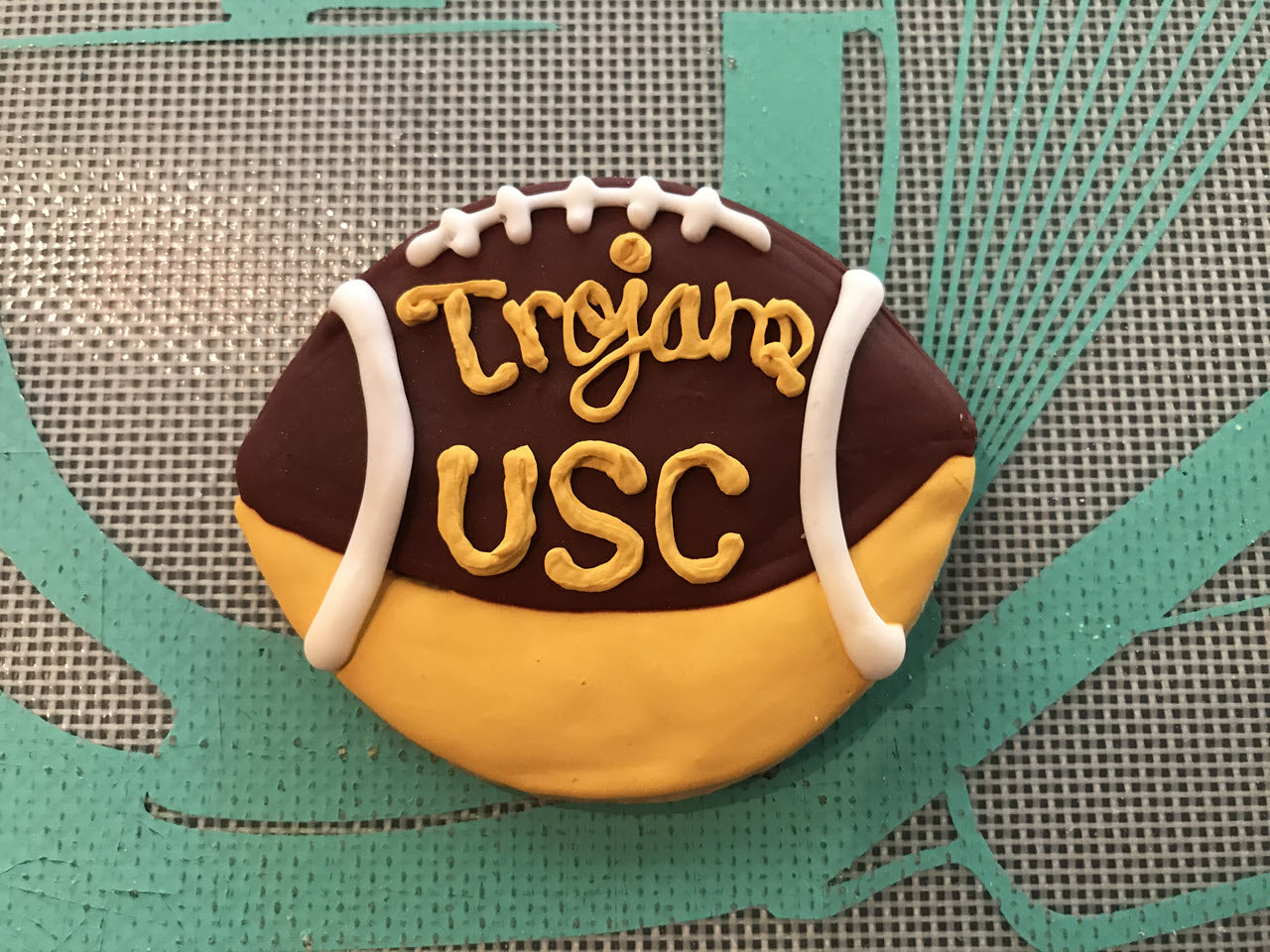 Trojans football sugar cookies