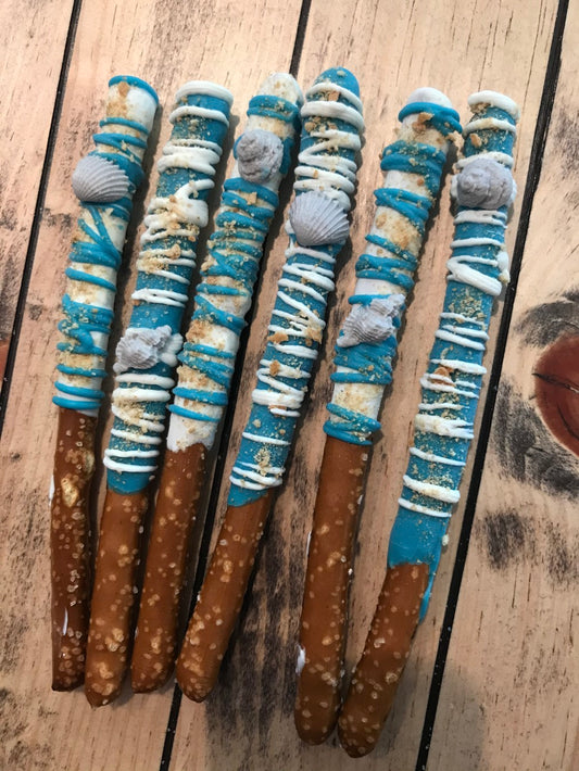 Under The Sea Pretzel Rods | Chocolate Covered Pretzel Rods